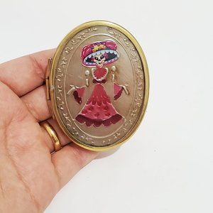 Mexican COCO Catrina Double Compact Purse Metal Folding Mirror Mexico